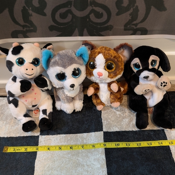 TY Beanie Boos- Dog, Cow, Chinchilla - Picture 1 of 1